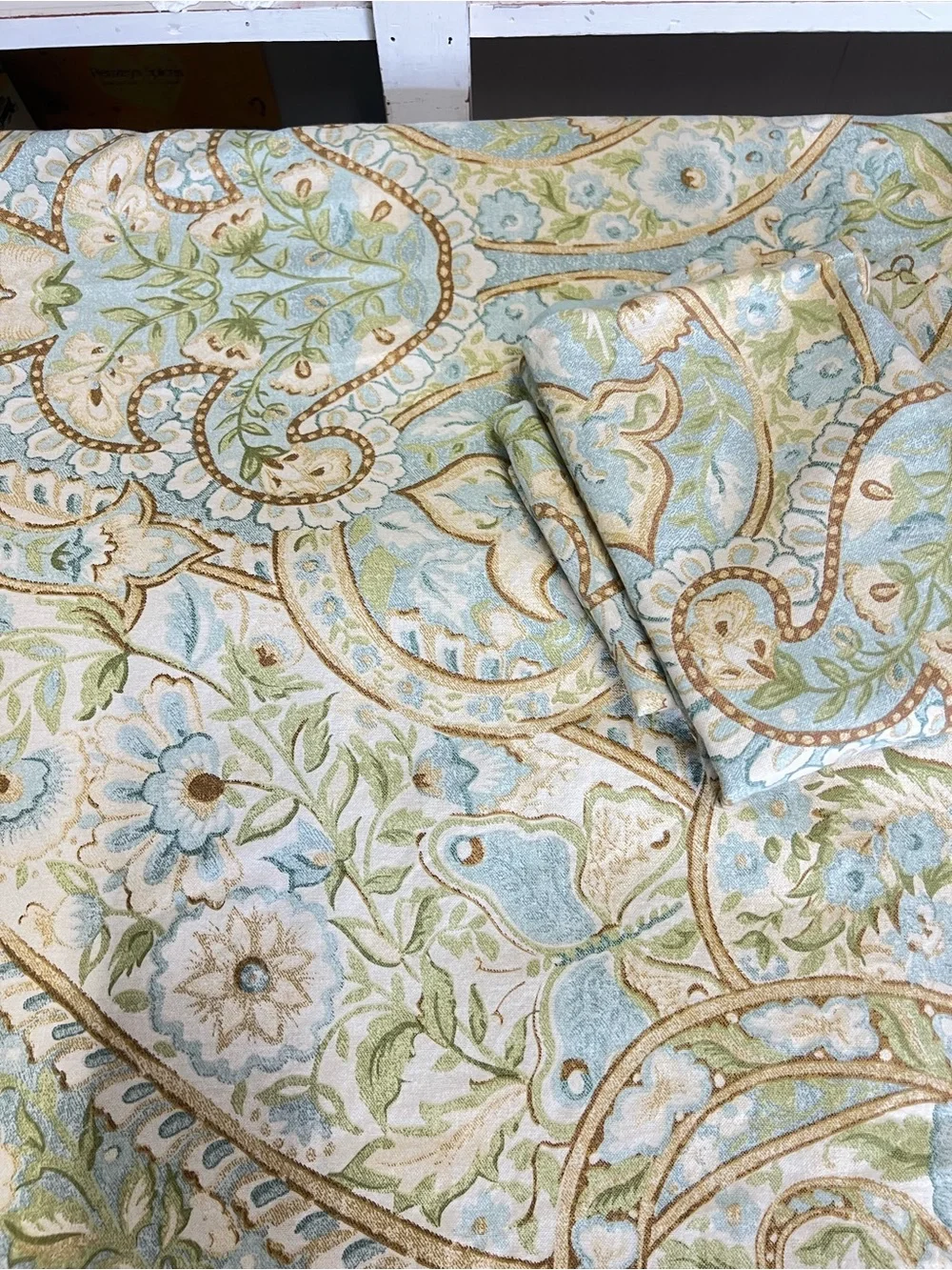 Pottery Barn duvet cover pillow shams full/queen bedding green blue tan